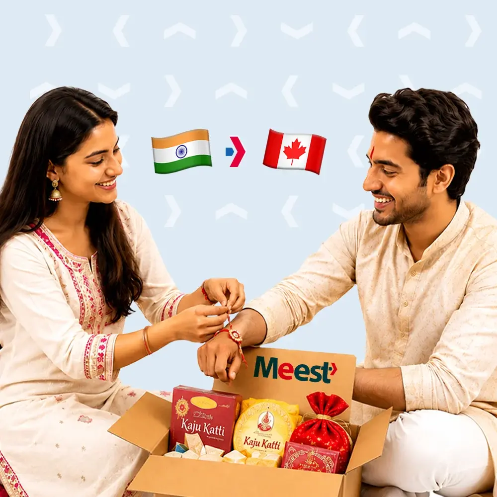 अपने Rakhi को Canada भेजें भारत में फ्री होम पिकअप + सिर्फ $34.45 (1kg तक) का भुगतान करें।